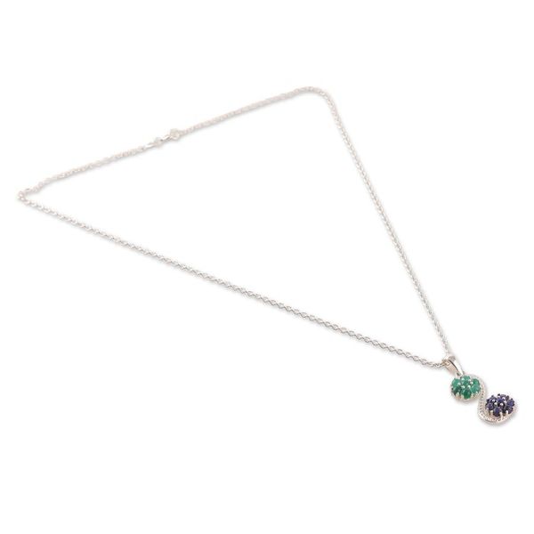 Alternate image for Lapis Lazuli and Green Onyx Cabochon Pendant Necklace Serpentine Symphony