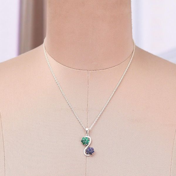 Alternate image for Lapis Lazuli and Green Onyx Cabochon Pendant Necklace Serpentine Symphony