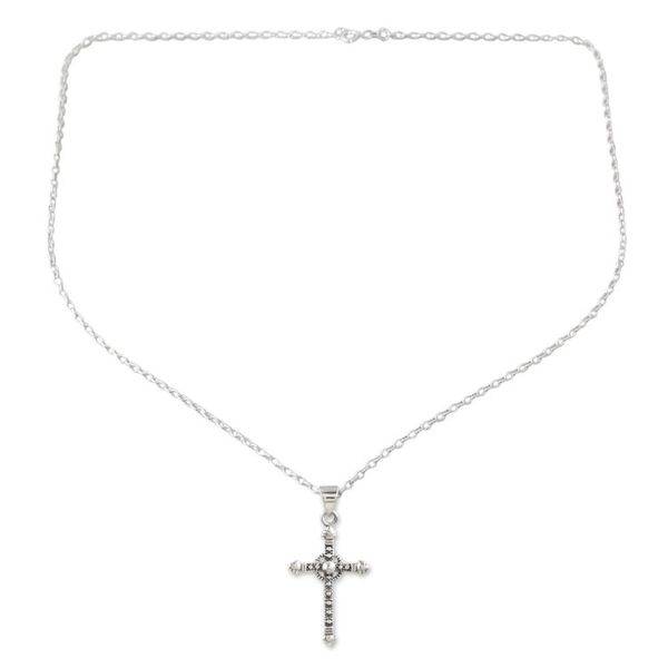 Alternate image for Sterling Silver Cross Pendant Necklace with Polished Finish Precious Faith