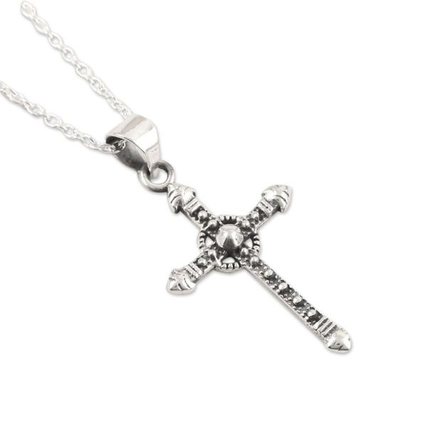 Alternate image for Sterling Silver Cross Pendant Necklace with Polished Finish Precious Faith