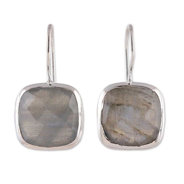 Alternate image for High-Polished 12-Carat Natural Labradorite Drop Earrings New Essence