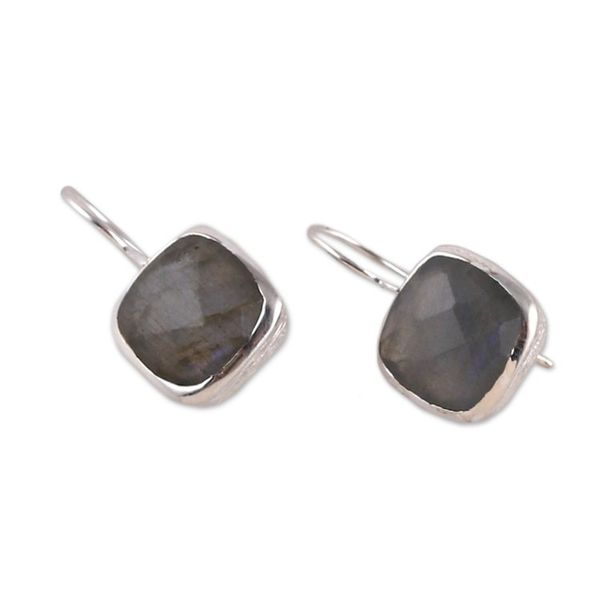 Alternate image for High-Polished 12-Carat Natural Labradorite Drop Earrings New Essence