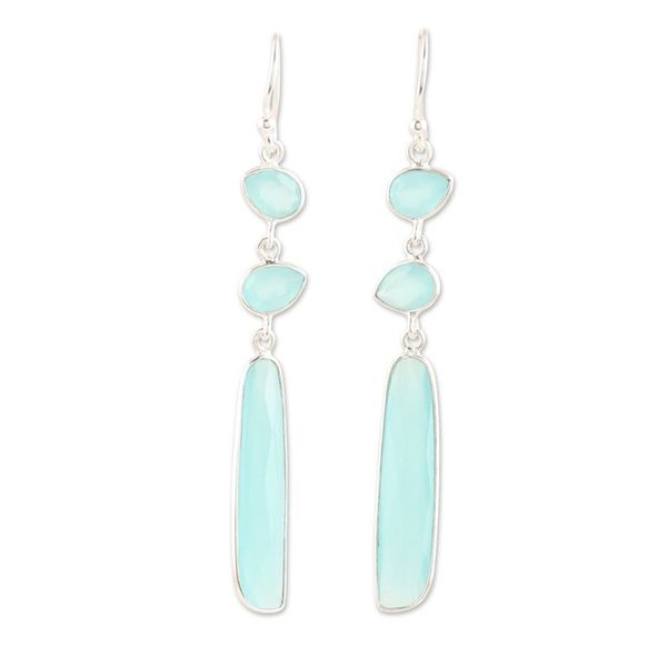 Alternate image for Handmade Chalcedony and Sterling Silver Dangle Earrings Rise Above
