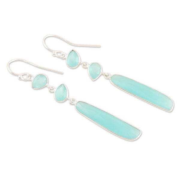 Alternate image for Handmade Chalcedony and Sterling Silver Dangle Earrings Rise Above
