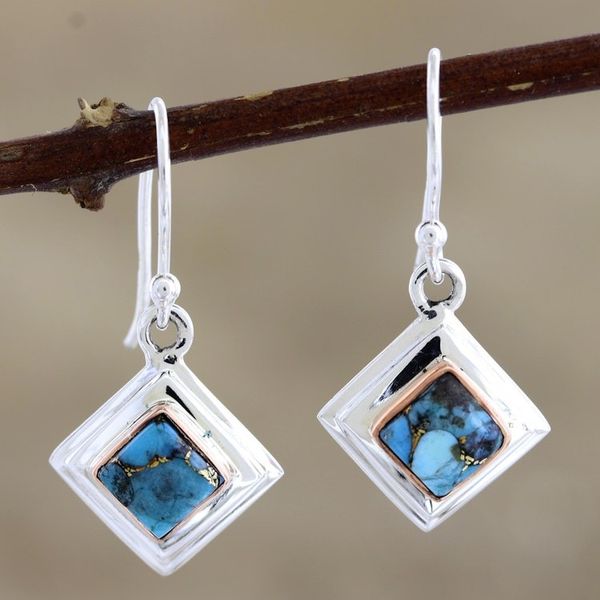 Alternate image for Blue Sterling Silver Dangle Earrings Small Star in Blue