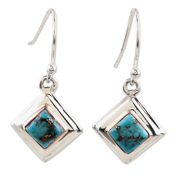Alternate image for Blue Sterling Silver Dangle Earrings Small Star in Blue