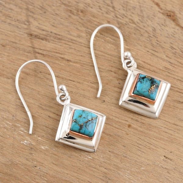 Alternate image for Blue Sterling Silver Dangle Earrings Small Star in Blue