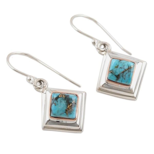 Alternate image for Blue Sterling Silver Dangle Earrings Small Star in Blue