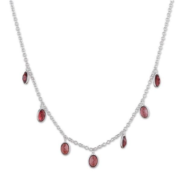 Alternate image for Sterling Silver Charm Necklace with 7-Carat Garnet Jewels Dancing Devotion