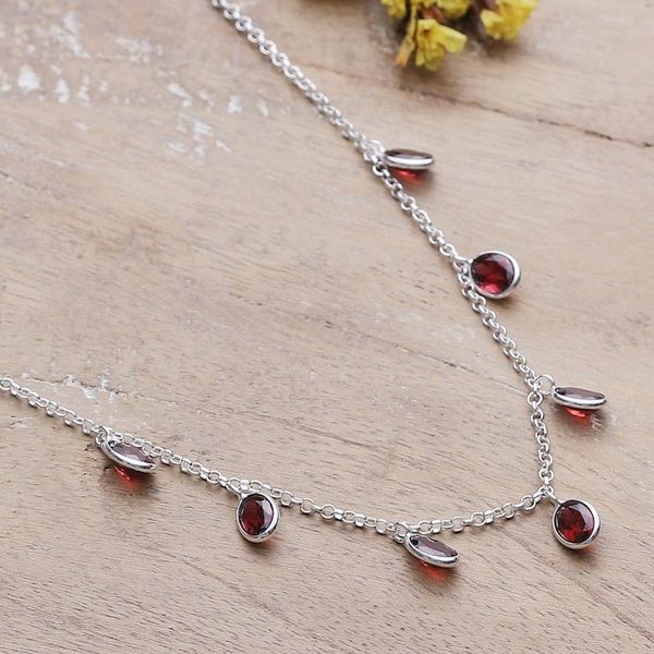 Alternate image for Sterling Silver Charm Necklace with 7-Carat Garnet Jewels Dancing Devotion