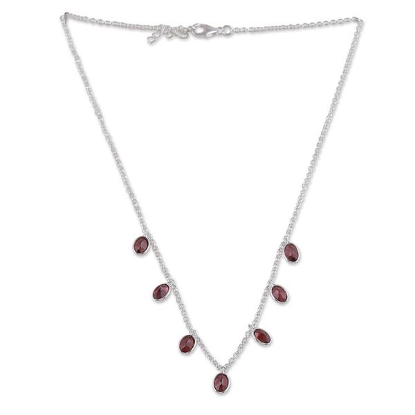 Alternate image for Sterling Silver Charm Necklace with 7-Carat Garnet Jewels Dancing Devotion