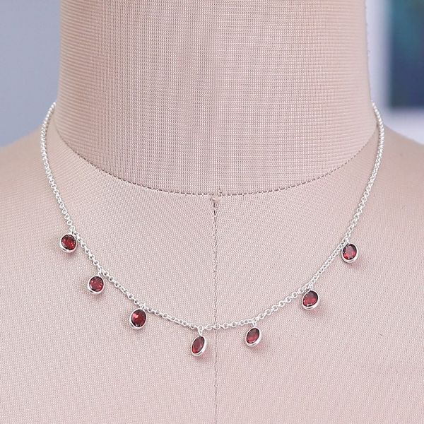Alternate image for Sterling Silver Charm Necklace with 7-Carat Garnet Jewels Dancing Devotion