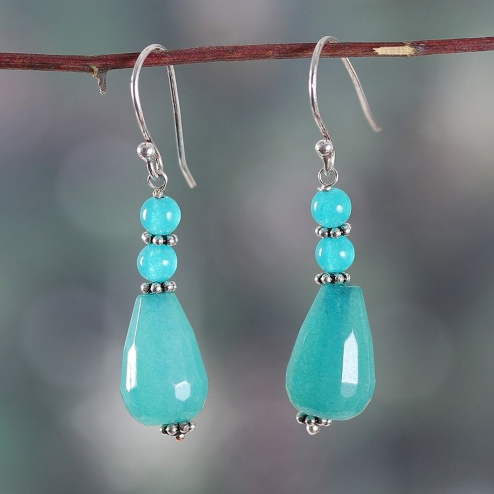Bohemian-Inspired Aventurine and Green Agate Dangle Earrings 'Green Muse'