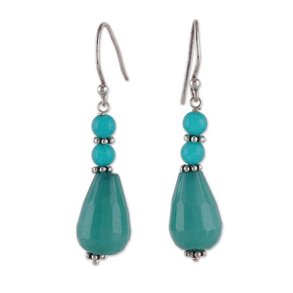 Alternate image for Bohemian-Inspired Aventurine and Green Agate Dangle Earrings Green Muse