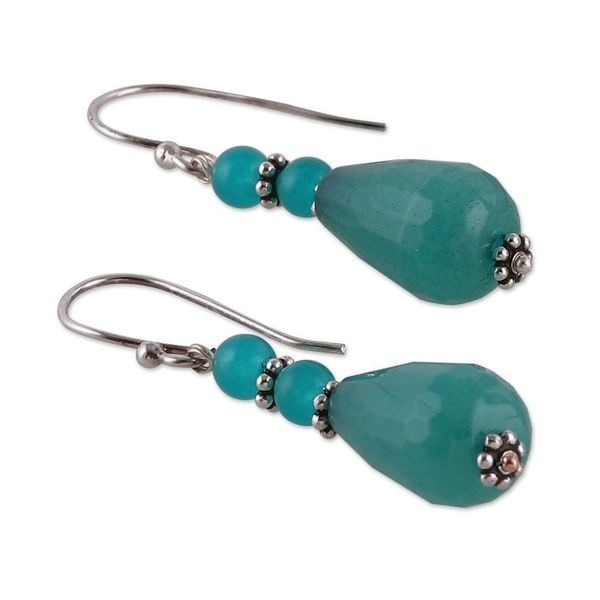 Alternate image for Bohemian-Inspired Aventurine and Green Agate Dangle Earrings Green Muse