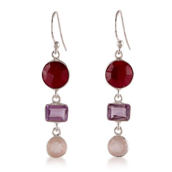 Alternate image for Bezel-Set 7-Carat Multi-Gemstone Dangle Earrings from India Reverberant
