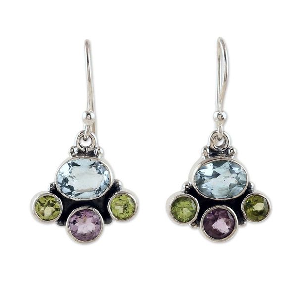 Alternate image for Polished Multi-Gemstone Dangle Earrings Totaling Five Carats Gem Glory