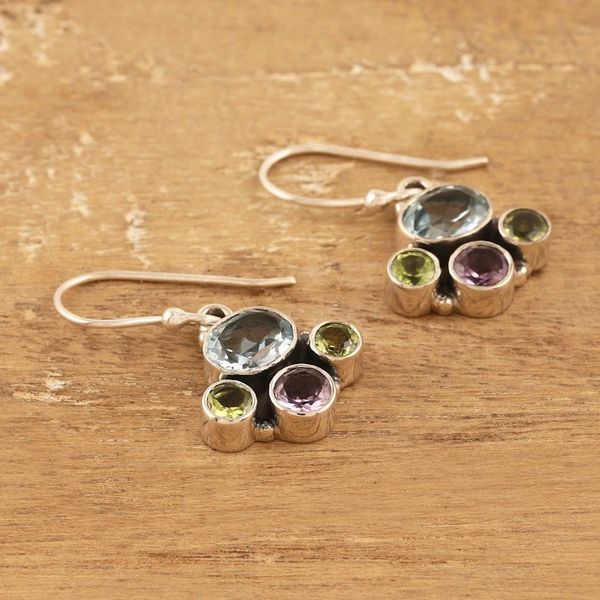 Alternate image for Polished Multi-Gemstone Dangle Earrings Totaling Five Carats Gem Glory