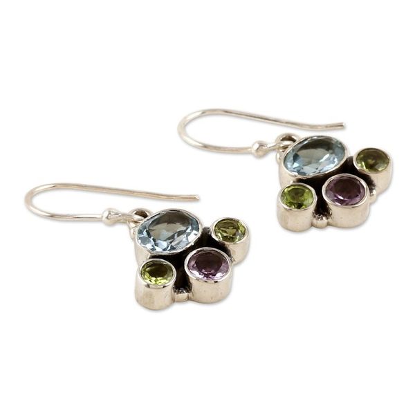 Alternate image for Polished Multi-Gemstone Dangle Earrings Totaling Five Carats Gem Glory