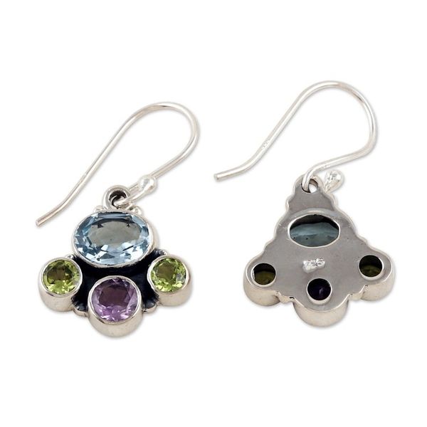 Alternate image for Polished Multi-Gemstone Dangle Earrings Totaling Five Carats Gem Glory