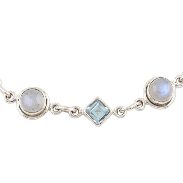 Alternate image for Blue Topaz and Rainbow Moonstone Bracelet Glowing Geometry