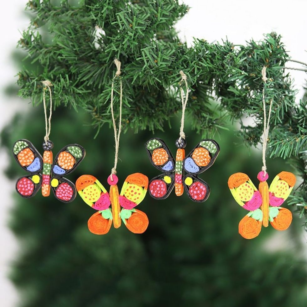Eco-Friendly Butterfly Ornaments Set of 4 'Butterfly Dreams'