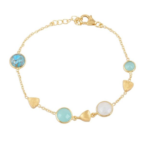 Alternate image for 18k Gold Plated Multi Gemstone Station Bracelet Golden Glamour