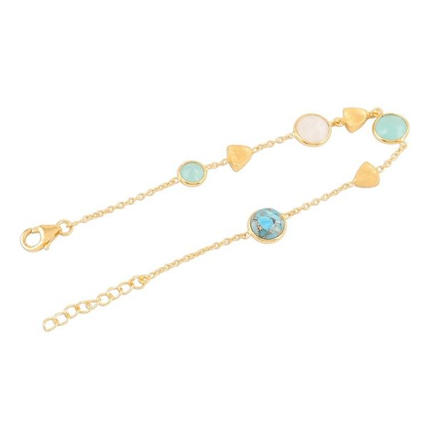 Alternate image for 18k Gold Plated Multi Gemstone Station Bracelet Golden Glamour