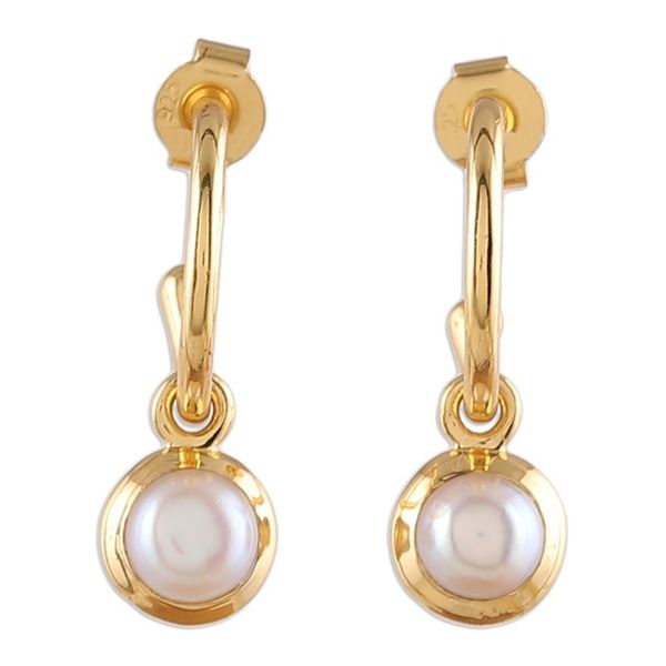 Alternate image for 18k Gold-Plated Cultured Pearl Half-Hoop Dangle Earrings Edens Romance