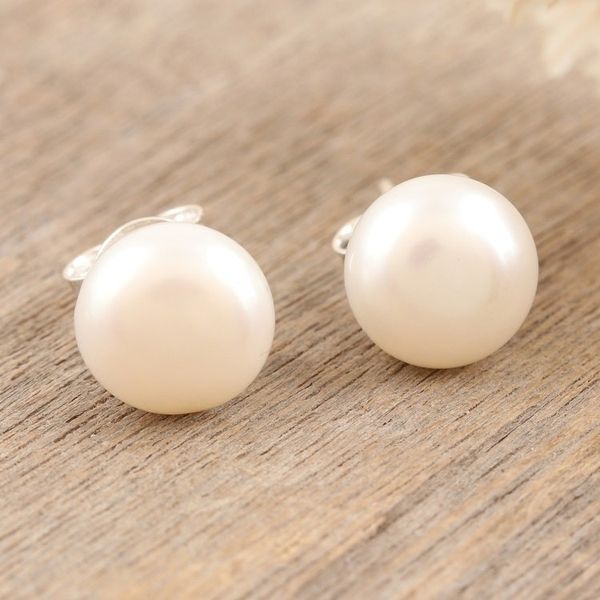 Alternate image for Cultured Pearl and Sterling Silver Stud Earrings from India Love Me Tender