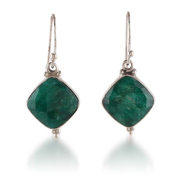 Alternate image for Polished Dangle Earrings with 33-Carat Faceted Green Agate Thriving Kiss
