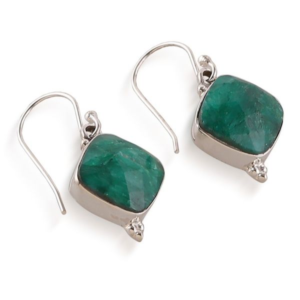Alternate image for Polished Dangle Earrings with 33-Carat Faceted Green Agate Thriving Kiss