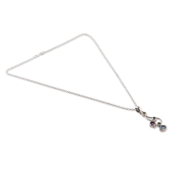 Alternate image for High-Polished One-Carat Multi-Gemstone Pendant Necklace Gems of Spring