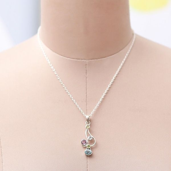 Alternate image for High-Polished One-Carat Multi-Gemstone Pendant Necklace Gems of Spring