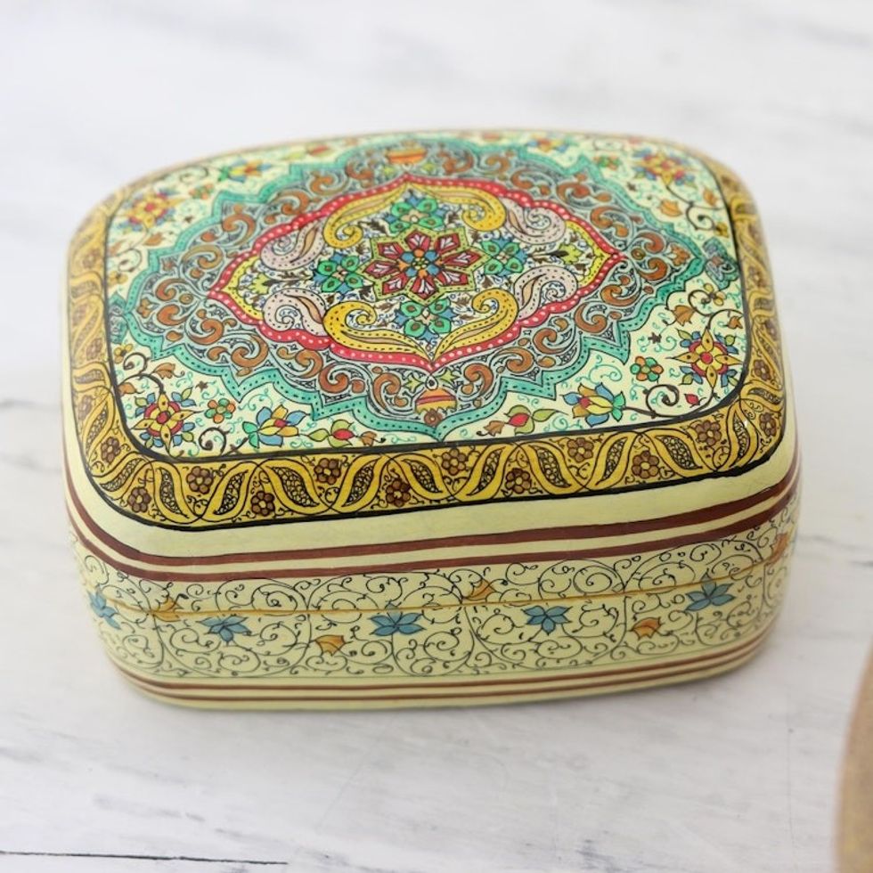 Lacquerware Wood and Papier Mache Box from India 'Persian Delight'