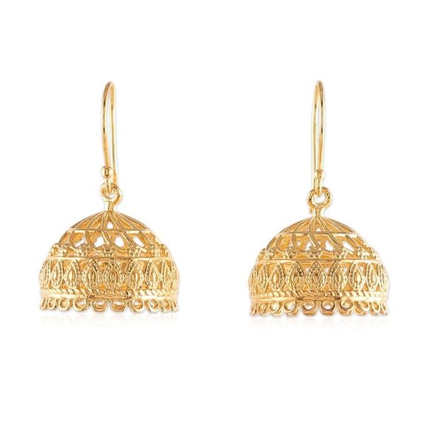 Alternate image for Gold-Plated Jhumki Dome-Themed Dangle Earrings from India Radiant Jhumki