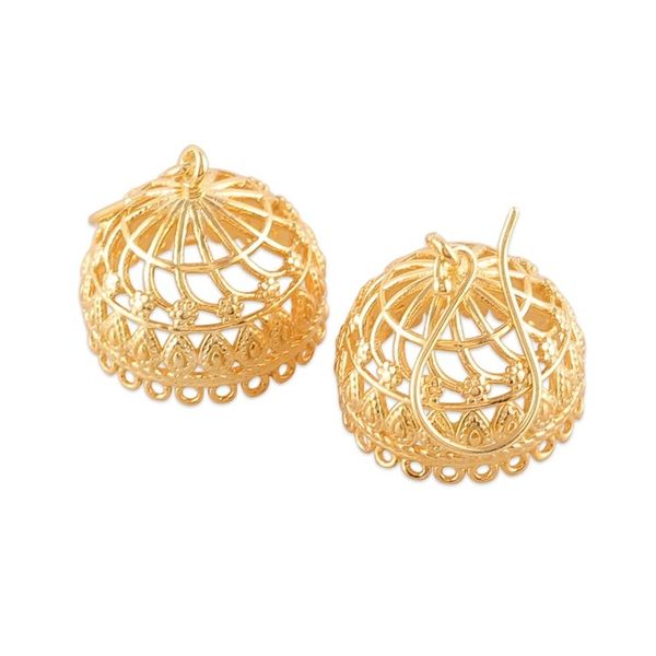 Alternate image for Gold-Plated Jhumki Dome-Themed Dangle Earrings from India Radiant Jhumki