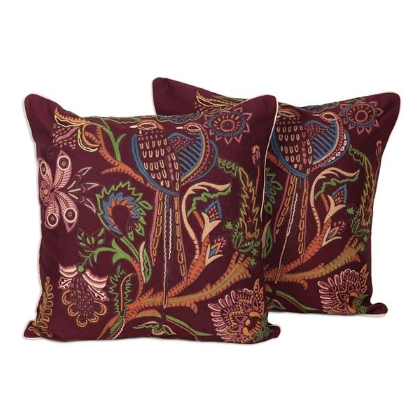 Alternate image for Cotton Cushion Covers with Floral Motif Set of 2 Floral Muse