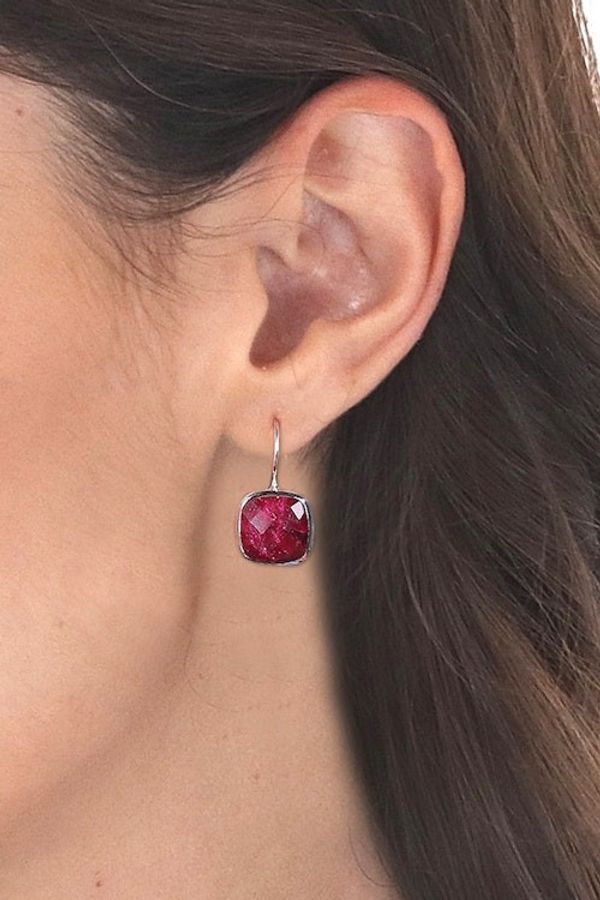 Alternate image for High-Polished 12-Carat Faceted Ruby Drop Earrings Passionate Essence