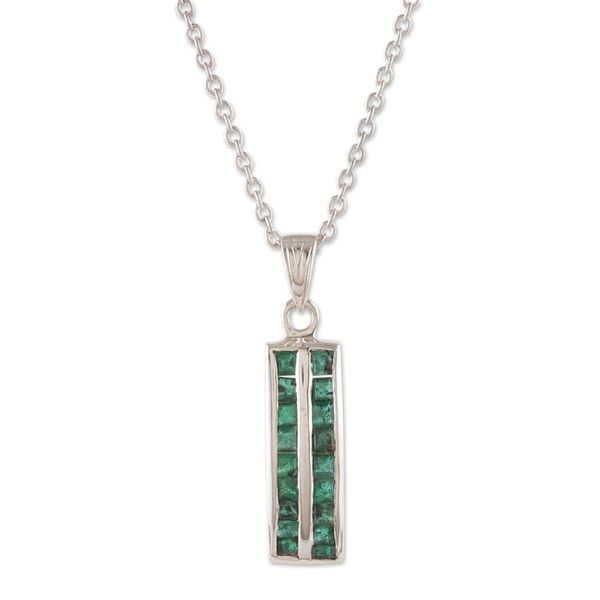 Alternate image for Indian-Made Rhodium-Plated 1-Carat Emerald Pendant Necklace Path to Glory