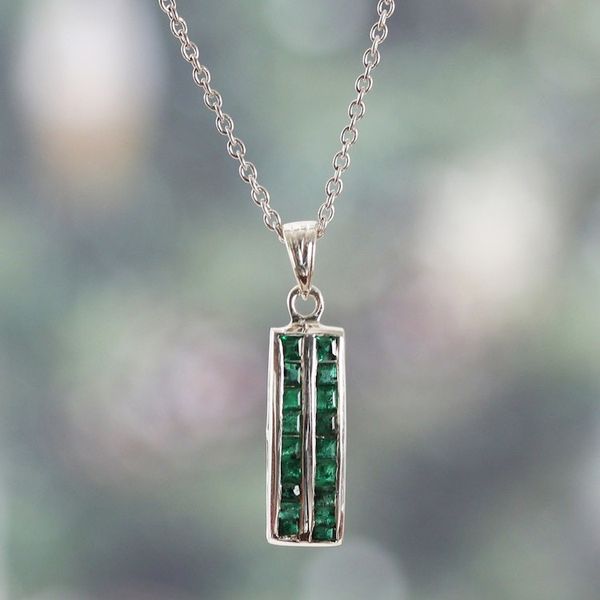 Alternate image for Indian-Made Rhodium-Plated 1-Carat Emerald Pendant Necklace Path to Glory