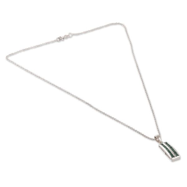 Alternate image for Indian-Made Rhodium-Plated 1-Carat Emerald Pendant Necklace Path to Glory