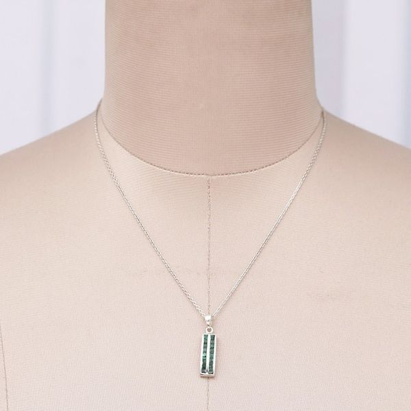 Alternate image for Indian-Made Rhodium-Plated 1-Carat Emerald Pendant Necklace Path to Glory