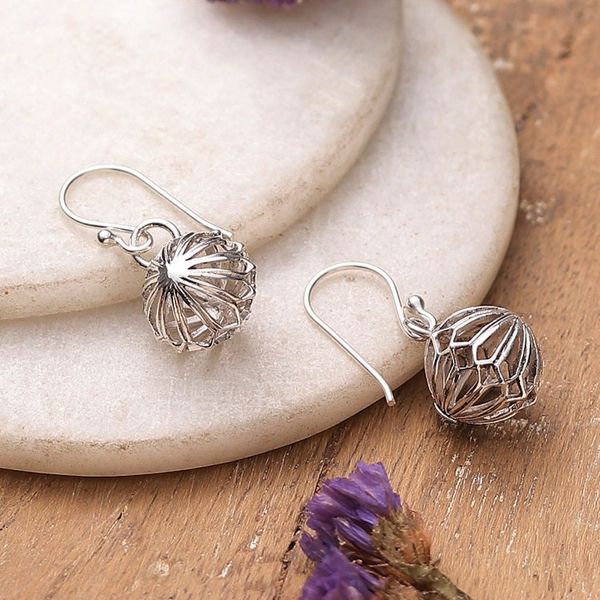 Alternate image for Spring-Themed Sterling Silver Dangle Earrings Made in India Floral Virtues