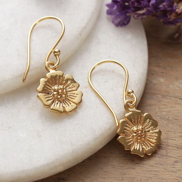 Alternate image for Spring-Themed Floral Brass Dangle Earrings from India Floral Elation