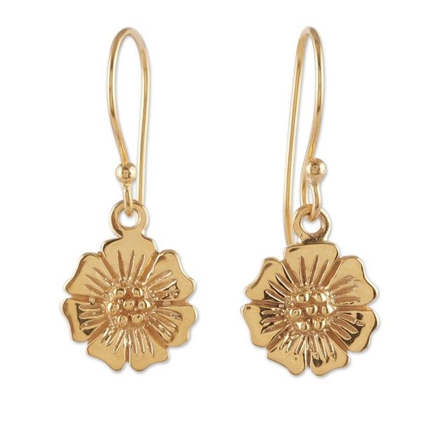 Alternate image for Spring-Themed Floral Brass Dangle Earrings from India Floral Elation