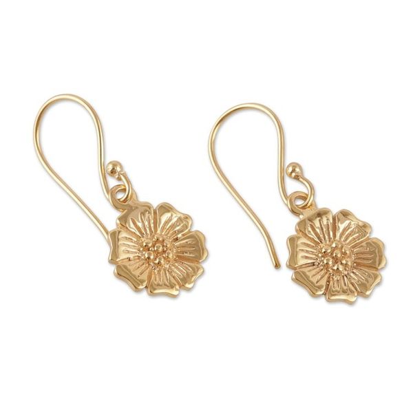 Alternate image for Spring-Themed Floral Brass Dangle Earrings from India Floral Elation