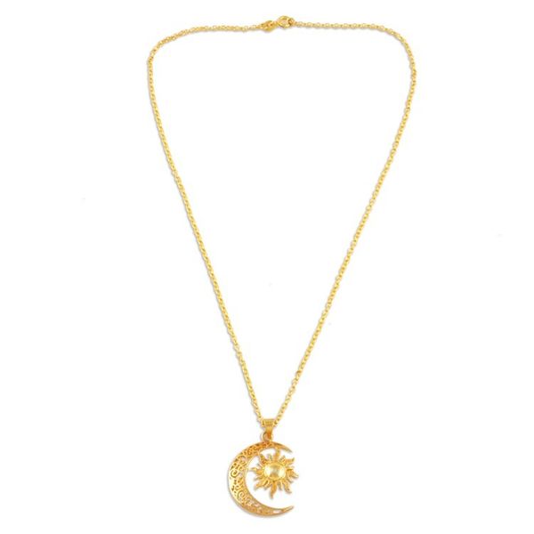 Alternate image for Sun and Crescent Moon 22k Gold-Plated Pendant Necklace Sacred Duo