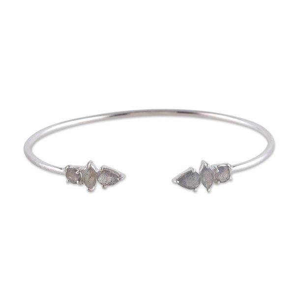 Alternate image for Sterling Silver Cuff Bracelet with Labradorite Gemstones Nocturnal Bliss