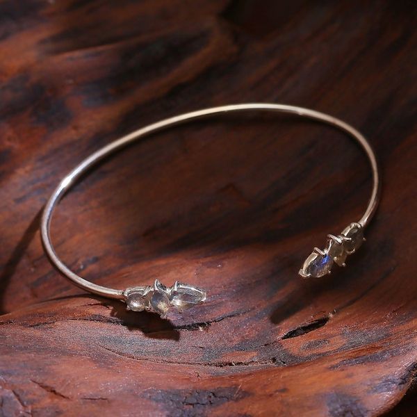 Alternate image for Sterling Silver Cuff Bracelet with Labradorite Gemstones Nocturnal Bliss